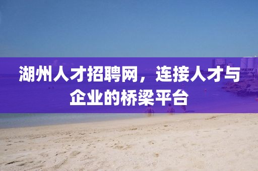 湖州人才招聘网，连接人才与企业的桥梁平台