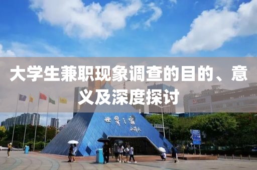 大学生兼职现象调查的目的、意义及深度探讨