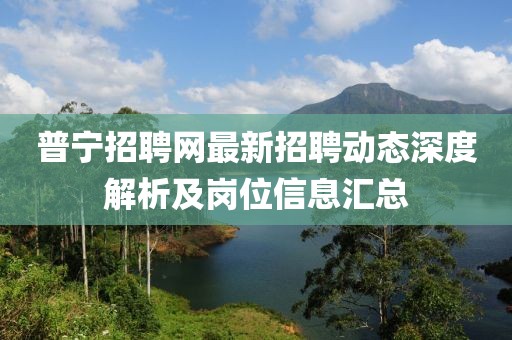 普宁招聘网最新招聘动态深度解析及岗位信息汇总