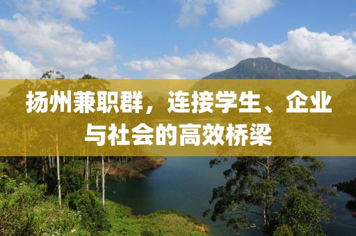 扬州兼职群，连接学生、企业与社会的高效桥梁