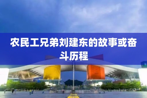 农民工兄弟刘建东的故事或奋斗历程